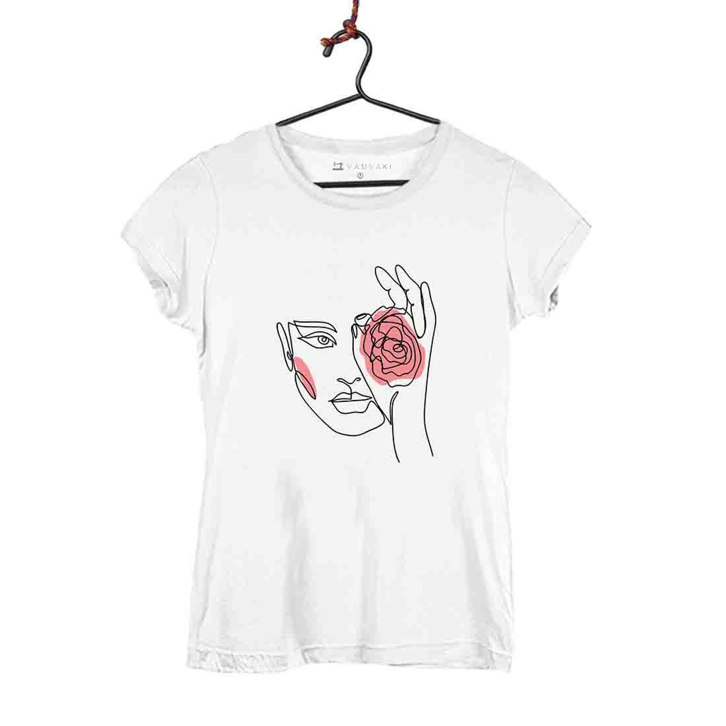 ROSA EN MANO CAMISETA MUJER