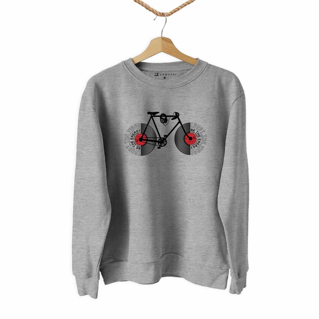 BICI DISCOS TEXTO SIN BCN TRANSFER SUDADERA UNISEX