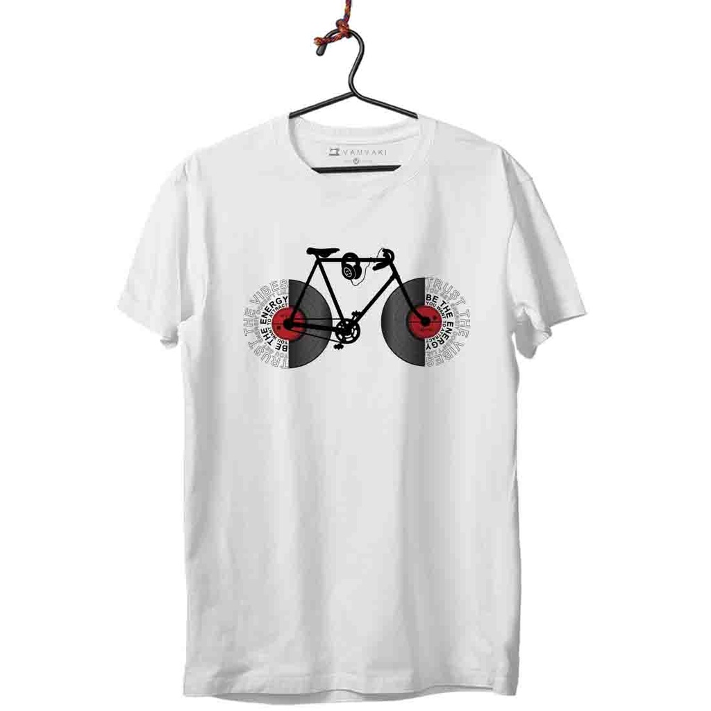 BICI DISCOS TEXTOS CAMISETA UNISEX
