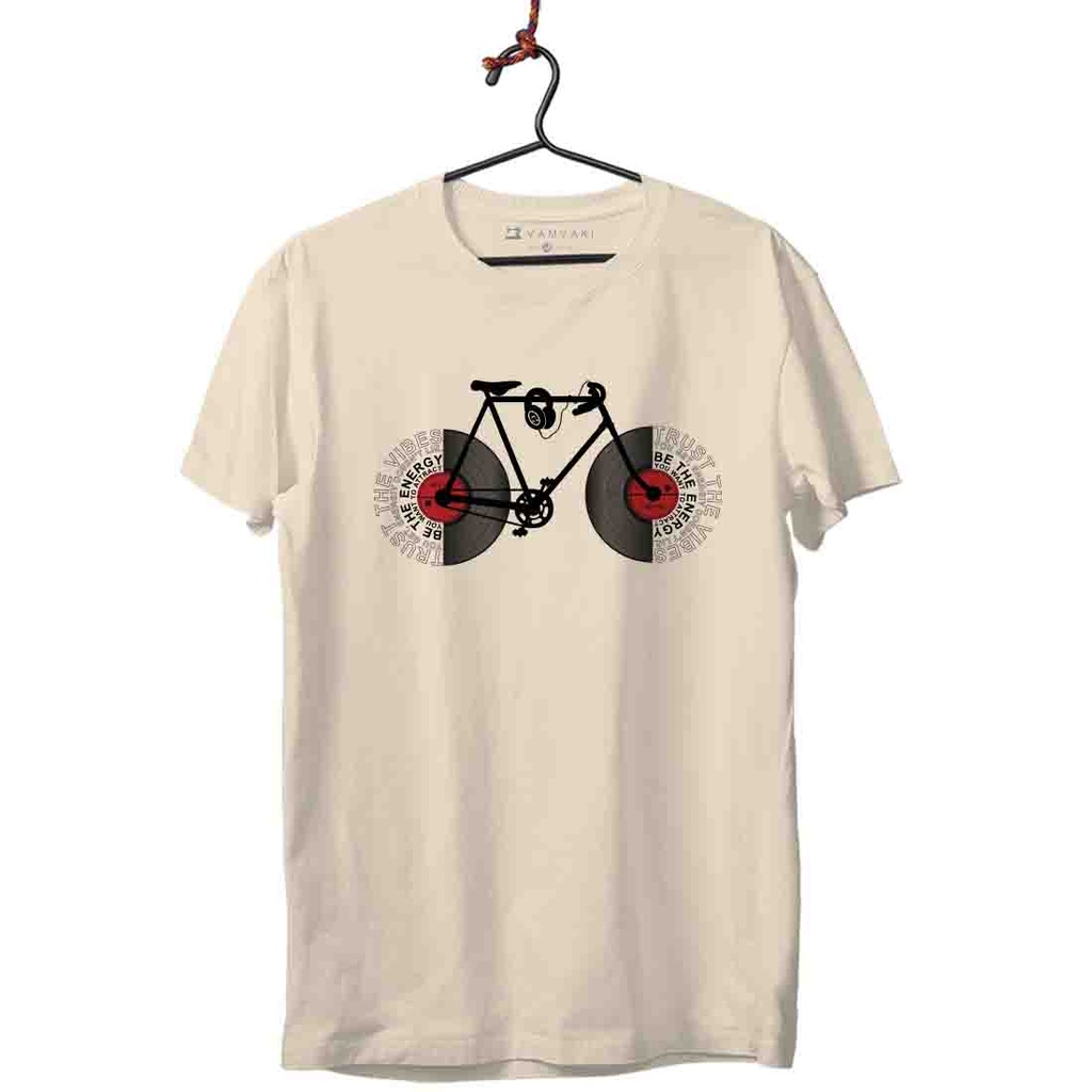 BICI DISCOS TEXTOS CAMISETA UNISEX