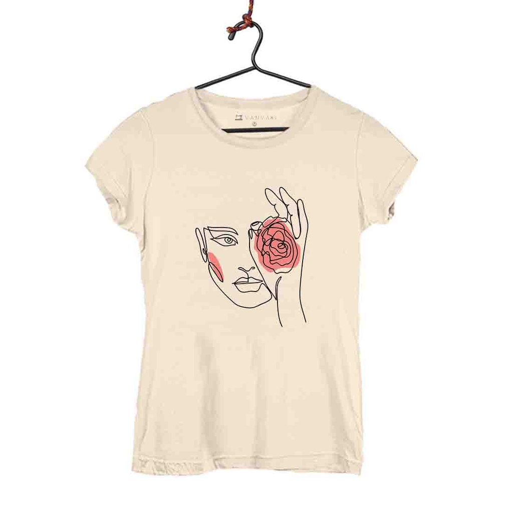 ROSA EN MANO CAMISETA MUJER