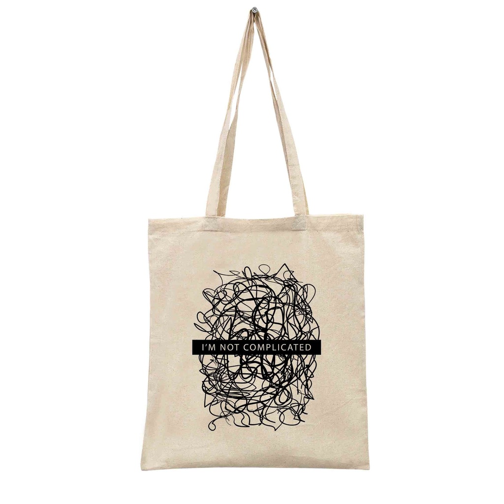 I'M NOT COMPLICATED TRANSFER NEGRO BOLSA TOTE