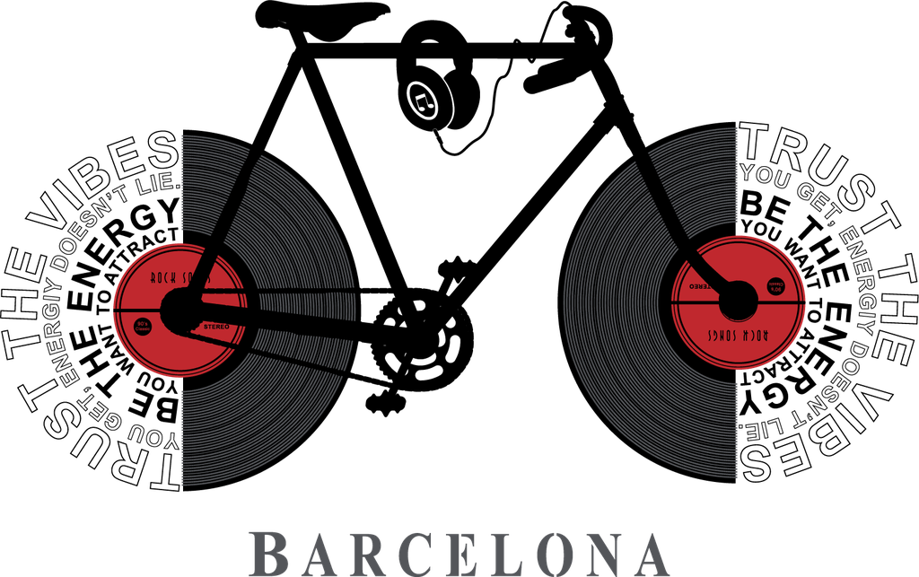 BARCELONA BICI DISCOS TEXTO TRANSFER CAMISETA KIDS