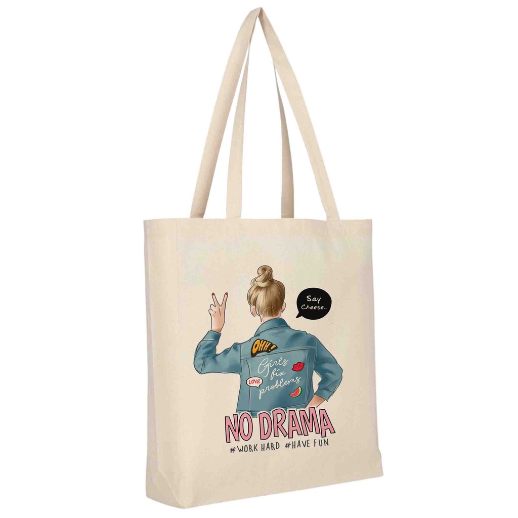 NO DRAMA BOLSA TOTE CON BASE