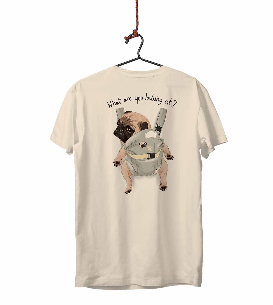 PERRO COLGADO IMPRESION ESPALDA CAMISETA UNISEX
